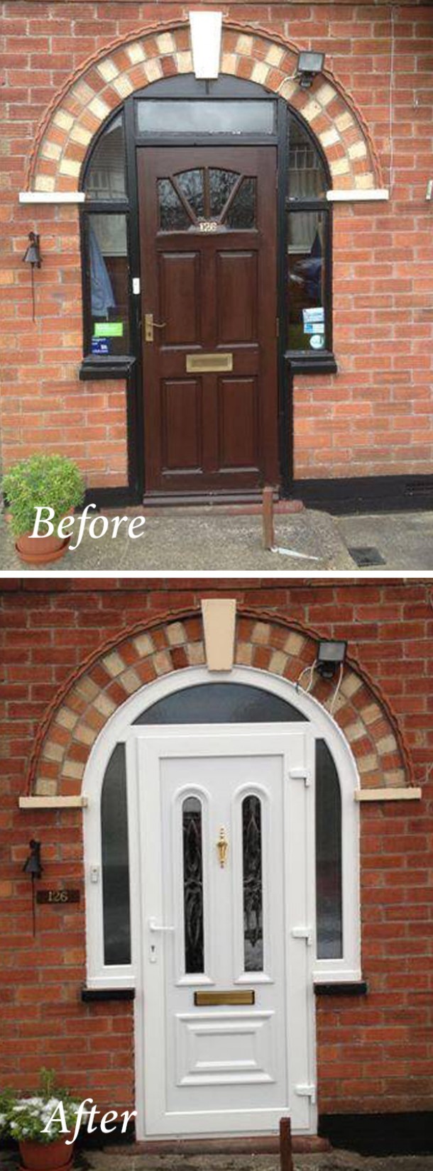 Replacement door and side screens in white fitted at a property in Yeovil, Somerset, by Turner Windows.